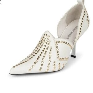 Jeffrey Campbell White and Gold Studded Heels👑